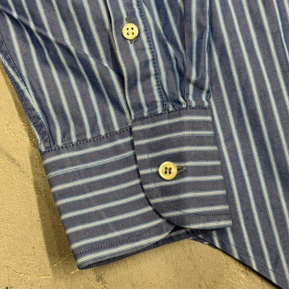 BOGGI Milano Blue Striped Dress Shirt Long Sleeve 41 16 Large - Picture 4 of 8